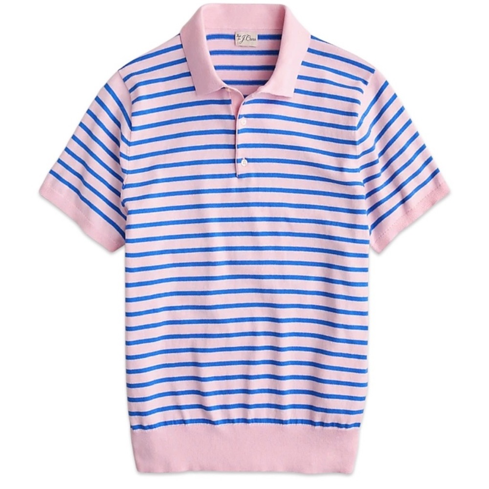 J. Crew - Short-Sleeved Cotton Tipped Sweater-Polo in Stripe